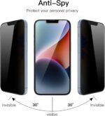 JETech Privacy Screen Protector for iPhone 16e 2025, iPhone 14 6.1-Inch, Anti Spy Tempered Glass Film, 2-Pack - Image 4