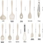Kitchen Utensil Set - 11 Cooking Utensils - Colorful Silicone Kitchen Utensils - Nonstick Cookware with Spatula Set - Colored Best Kitchen Tools Kitchen Gadgets (Khaki) - Image 3