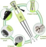 Immersion Hand Blender, UTALENT 5-in-1 8-Speed Stick Blender with 500ml Food Grinder, BPA-Free, 600ml Container,Milk Frother,Egg Whisk,Puree Infant Food, Smoothies, Sauces and Soups - Green - Image 3