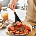 Cooking Spoon for Nonstick Cookware - BPA-Free Matte Silicone & Wooden Handle, Heat-Resistant for Mixing, Scooping, Scraping and Serving, Safe for Pots Pans Skillets (2-Pack) - Image 3