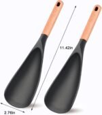 Cooking Spoon for Nonstick Cookware - BPA-Free Matte Silicone & Wooden Handle, Heat-Resistant for Mixing, Scooping, Scraping and Serving, Safe for Pots Pans Skillets (2-Pack) - Image 4