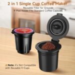 Small Single Serve Coffee Maker, Fast Brew One Cup Coffee Machine for K Cup and Grounds, 6 to 12 oz. Brew Sizes, Capsule Coffee Machine with Descaling Reminder and Viewing Tank, Black - Image 3