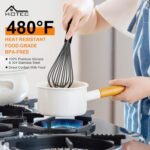 HOTEC 4 Pieces Silicone Whisks Set, Wire Balloon Whisks Egg Beater, Non-slip Handle Whisk for Non-stick Cookware Perfect for Cooking, Stirring, Beating and Blending (Black) - Image 3