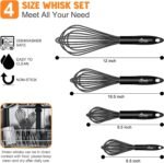 HOTEC 4 Pieces Silicone Whisks Set, Wire Balloon Whisks Egg Beater, Non-slip Handle Whisk for Non-stick Cookware Perfect for Cooking, Stirring, Beating and Blending (Black) - Image 4