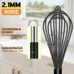 HOTEC 4 Pieces Silicone Whisks Set, Wire Balloon Whisks Egg Beater, Non-slip Handle Whisk for Non-stick Cookware Perfect for Cooking, Stirring, Beating and Blending (Black) - Image 5