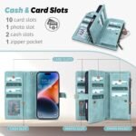 TwoHead Wallet Case Compatible with iPhone 17,Detachable,Magnetic,11 Cards Holder,PU Leather All-Round Protective Phone Case with Change Pocket(6.3 in,Blue) - Image 4