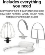 Hamilton Beach Electric Stand Mixer, 4 Quarts, Dough Hook, Flat Beater Attachments, Splash Guard 7 Speeds with Whisk, Easy-Carry Top Handle, Black - Image 4