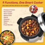 Electric Pressure Cooker 6 Quart Silver, Non-stick Pot, 9-in-1 Instant Pot, 12 Preset Functions with Touchscreen, Safe Steam Release, Stew, Slow Cook, Rice, Sauté, Warmer - Image 4