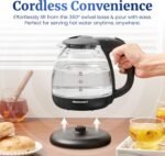 Elite Gourmet EKT1001 Electric 1.0L BPA-Free 1100W Glass Kettle Cordless 360° Base, Stylish Blue LED Interior, Handy Auto Shut-Off Function – Quickly Boil Water For Tea & More, Black - Image 4