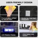 Duxtop LCD Portable Double Induction Cooktop 1800W Digital Electric Countertop Burner Sensor Touch Stove, 9620LS/BT-350DZ - Image 3