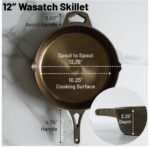 12 Inch Smooth Wasatch Pre-Seasoned Round Cast Iron Skillet - Image 3