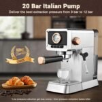 Mecity 20 Bar Espresso Machine with Milk Frother, Brushed Stainless Steel Shell, 37 fl.Oz Water Reservoir, Coffee Maker For Espresso, Latte, Mocha, Americano. 1400W - Image 3