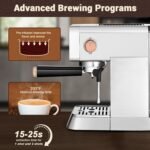 Mecity 20 Bar Espresso Machine with Milk Frother, Brushed Stainless Steel Shell, 37 fl.Oz Water Reservoir, Coffee Maker For Espresso, Latte, Mocha, Americano. 1400W - Image 4