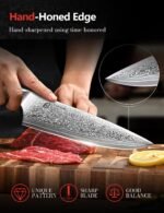 Damascus Chef Knife in Japanese Steel, 67-Layers Damascus Kitchen Knife with Wooden Gift Box and Original Olive Wood Handle, Cooking Knives for Home Kitchen Gift Idea - Image 4