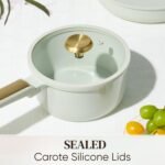 CAROTE Ceramic Cookware Set Nonstick, 14pcs Pots and Pans Set Nonstick, Non-Toxic & PFAS-Free, Dishwasher, RV/Camping Cookware Set, Cooking Pots with Lids, Sage Green - Image 4