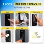 LOCKSTAR® Smart Door Lock • Keyless Entry Deadbolt Door Lock • Multiple Entry Methods – APP • Fingerprint Touch ID • Keypad Code • Card FOB • Traditional Key • Smart Home Devices - Image 3