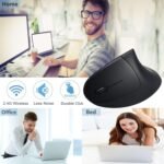 Lekvey Left Handed Mouse, Wireless 2.4 GHz USB Lefty Left Hand Ergonomic Vertical Mouse, Less Noise - Black - Image 3