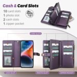 TwoHead Wallet Case Compatible with iPhone 17,Detachable,Magnetic,11 Cards Holder,PU Leather All-Round Protective Phone Case with Change Pocket(6.3 in,Deep Purple) - Image 4