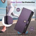 TwoHead Wallet Case Compatible with iPhone 17,Detachable,Magnetic,11 Cards Holder,PU Leather All-Round Protective Phone Case with Change Pocket(6.3 in,Deep Purple) - Image 8
