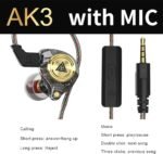 Wired Gaming Earbuds, Ak3file in Ear Monitors, Deep Bass Sound Wired Earbuds, HiFi in Ear Headphones with 1DD 10mm Dynamic Driver, IEM for Music Gaming Video Calling (Black) - Image 4