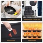 Baking Pans Set, 5-Piece Nonstick Bakeware Sets with Round/Square Cake Pan, Muffin Loaf Roast Pan, Baking Sheets for Oven, Kitchen Cookware Sets Baking Tray Baking Supplies, Black - Image 4
