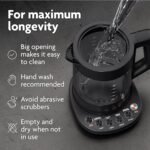 Vianté Electric Kettle With Infuser For Loose Leaf. Hot Tea Maker With Temperature Control And Automatic Shut Off. Tea Kettle With Brewing Programs. 1.5 Liters Capacity | Black Color - Image 4