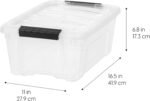 IRIS USA 13 QT Plastic Storage Box with Lid and Latches - 6 Pack - BPA-Free, See-Through Organizing Solution, Durable Nestable Stackable Containers, Secure Pull Handle - Clear - Image 3