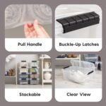 IRIS USA 13 QT Plastic Storage Box with Lid and Latches - 6 Pack - BPA-Free, See-Through Organizing Solution, Durable Nestable Stackable Containers, Secure Pull Handle - Clear - Image 4