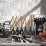 Kitchen Utensils Set- 34PCS Silicone Cooking Utensil with Holder, Umite Chef Heat Resistant Kitchen Spatula Set for Nonstick Cookware, Black Wooden Handles Kitchen Gadgets Tools Set - Image 3