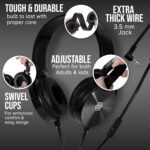 Premium Classroom Headphone & Mic Set 3.5mm Jack Stereo Sound Earphones with Microphone & Soft Swivel On Ear Pads- Perfect for E-Learning, Meetings, Calls - Bulk Pack of 5 (Black) - Image 4