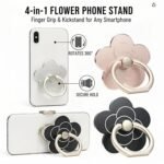 4 Pcs Cell Phone Ring Holder Flower,360 Rotate and 180°Angle Adjustable Metal Finger Ring Socket Grip Kickstand for Smartphones - Image 5