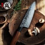 MITSUMOTO SAKARI 8 inch Gyuto Chef Knife, Japanese Hand Forged Kitchen Chef's Knives, 3-Layer 9CR18MOV High Carbon Steel, Rosewood Handle & Sandalwood Box - Image 3