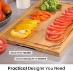 Hiware Extra Large Bamboo Cutting Board for Kitchen, Heavy Duty Wood Cutting Board with Juice Groove, 100% Organic Bamboo, Pre Oiled, 18" x 12" - Image 4
