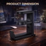 EURPMASK Rotating Headphone Stand - PC Gaming Headset Holder, Adjustable Clamp-on Under Desk Hanger With 360 Degree Swivel & Cable Clip Organizer - Black - Image 3