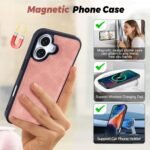 TwoHead Wallet Case Compatible with iPhone 17,Detachable,Magnetic,11 Cards Holder,PU Leather All-Round Protective Phone Case with Change Pocket(6.3 in,Pink) - Image 6