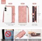 TwoHead Wallet Case Compatible with iPhone 17,Detachable,Magnetic,11 Cards Holder,PU Leather All-Round Protective Phone Case with Change Pocket(6.3 in,Pink) - Image 7