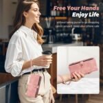 TwoHead Wallet Case Compatible with iPhone 17,Detachable,Magnetic,11 Cards Holder,PU Leather All-Round Protective Phone Case with Change Pocket(6.3 in,Pink) - Image 8