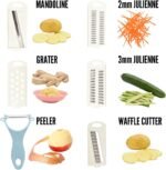 5 in 1 Mandoline Slicer for Kitchen, Vegetable Slicer Multi Blade Potato Chip, Veggie shredder, Vegetable Cutter, Julienne Shredder and peeler For Small Job In Kitchen Blue - Image 3