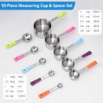 Measuring Cups and Spoons Set Stainless Steel 10 Piece for Cooking and Baking (5 Cups + 5 Spoons, Colorful Handles) - Image 3