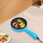 6 Inch Frying Pan 450W Electric Non-Stick Electric Skillet Mini Fry Pan 180°C/356°F Nonstick Egg Pan for Induction, Omelets & Camping, RV Use Perfect for Single Serve Breakfast - Image 4