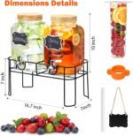 2 Pack 1 Gallon Glass Drink Dispenser with Bamboo Lid, Beverage Dispenser with Stand, Drink Machine for Lemonade, Iced Drinks Kombucha Dispenser - Image 3