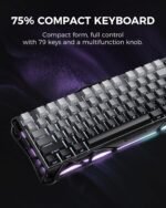 GravaStar Mercury K1 75% Wireless Mechanical Gaming Keyboard, Aluminum Alloy, Gasket Compact Custom Keyboard Hot-Swap Socket, Linear Switches, RGB Backlit - Gradient Black - Image 4