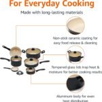 Amazon Basics 11-Piece Ceramic Non-Stick Pots and Pans Set, Dishwasher & Oven Safe, Non-Toxic, Easy Clean, Black/Cream - Image 3