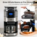 Gevi 10-Cup Drip Coffee Maker with Built-in Grinder, Programmable Brew Coffee Machine with Timer, Reusable Filter, 1.5L Water Tank, Coffee Pot, Warming Plate Burr Grinder Combo - Image 3