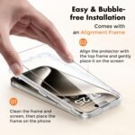 UNBREAKcable Shatterproof Tempered Glass Screen Protector for iPhone 15 Pro [3-Pack] [Easy Installation Frame] [9H Hardness] [99.99% HD Clear][Bubble Free] for Apple 6.1” - Image 4