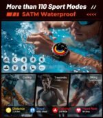 Military Smart Watch for Men, 1.85'' HD Large Screen Smartwatch, 800mAh/LED Flashlight/IP68 Waterproof/Pedometer/100+ Sports Fitness Tracker, Mens Smart Watches for Android iOS Compatible - Image 5