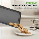 NutriChef 8-Piece Nonstick Stackable Bakeware Set - PFOA, PFOS, PTFE Free Baking Tray Set w/Non-Stick Coating, 450°F Oven Safe, Round Cake, Loaf, Muffin, Wide/Square Pans, Cookie Sheet (Blue) - Image 5