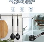 HOTEC 446°F Heat Resistant Large Silicone Cooking Spoon, BPA Free Solid Slotted Spoons, Nonstick Kitchen Cookware Utensils, Mixing, Serving, Stiring Large Spoons, Black - Image 4