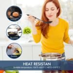 HOTEC 446°F Heat Resistant Large Silicone Cooking Spoon, BPA Free Solid Slotted Spoons, Nonstick Kitchen Cookware Utensils, Mixing, Serving, Stiring Large Spoons, Black - Image 5
