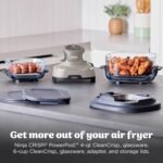 Ninja Crispi 4-in-1 Glass Air Fryer | 450°F | Non-Toxic | 4QT & 6-Cup Glass Containers w/Lids | Microwave, Freezer, Dishwasher Safe | Max Crisp, Air Fry, Bake, Recrisp | Stone | FN101ST - Image 3